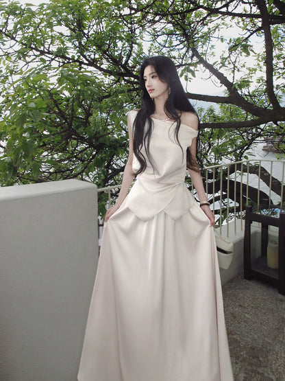 Elegant White Wedding Dress Elegant Evening Dress  P1287