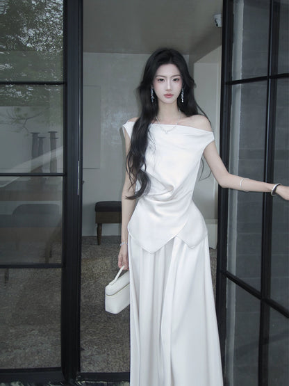 Elegant White Wedding Dress Elegant Evening Dress  P1287