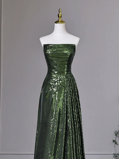 Emerald Green A Line Sequin Prom Dress Formal Evening Gown P1405