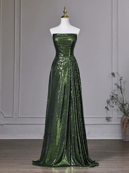 Emerald Green A Line Sequin Prom Dress Formal Evening Gown P1405
