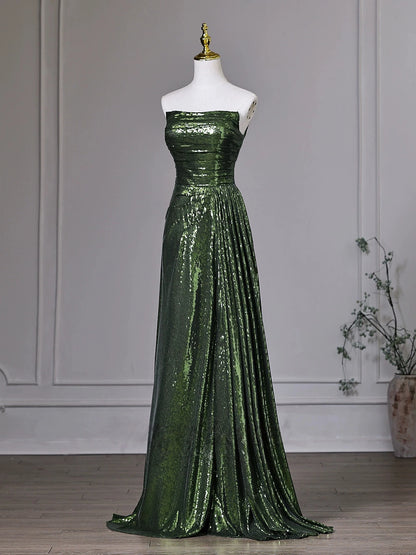 Emerald Green A Line Sequin Prom Dress Formal Evening Gown P1405