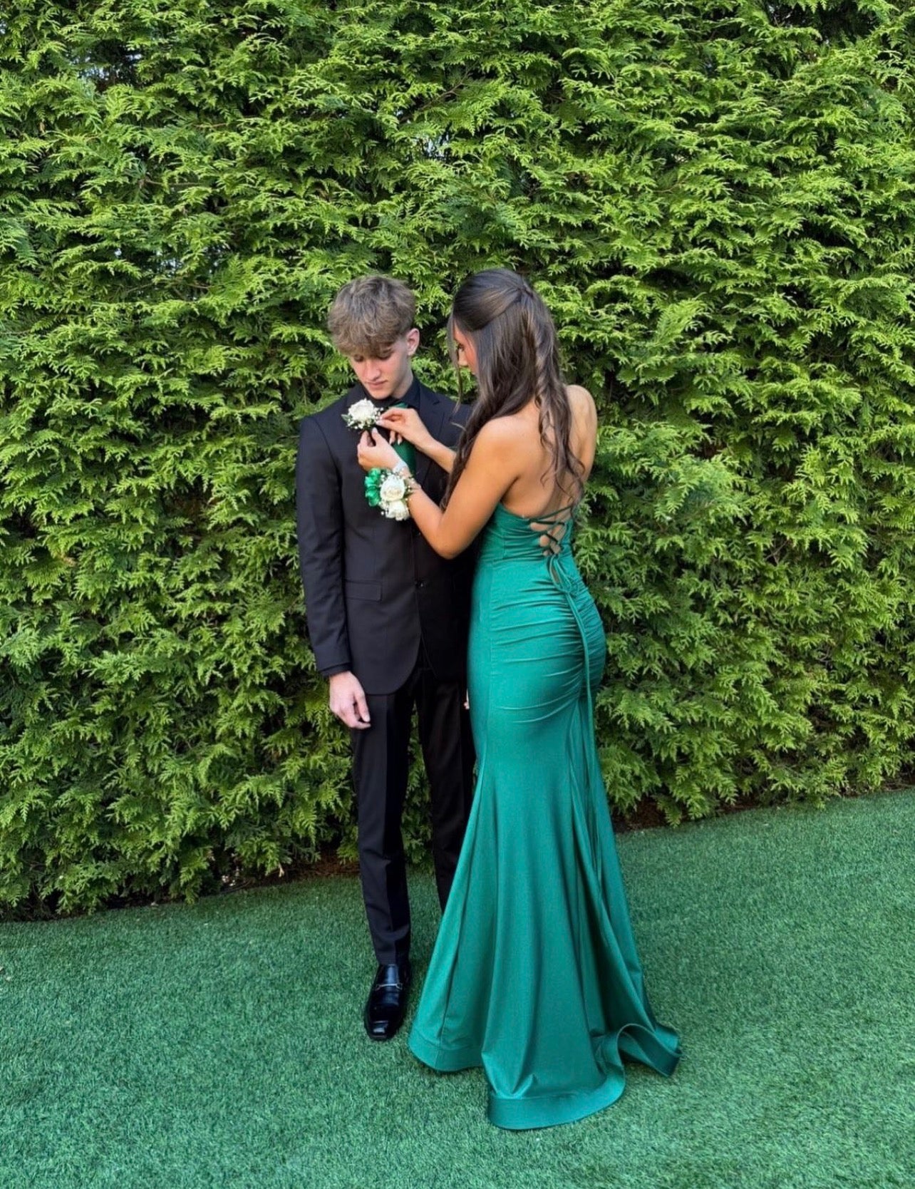 Emerald Green Mermaid Satin Formal Prom Dress  P1556