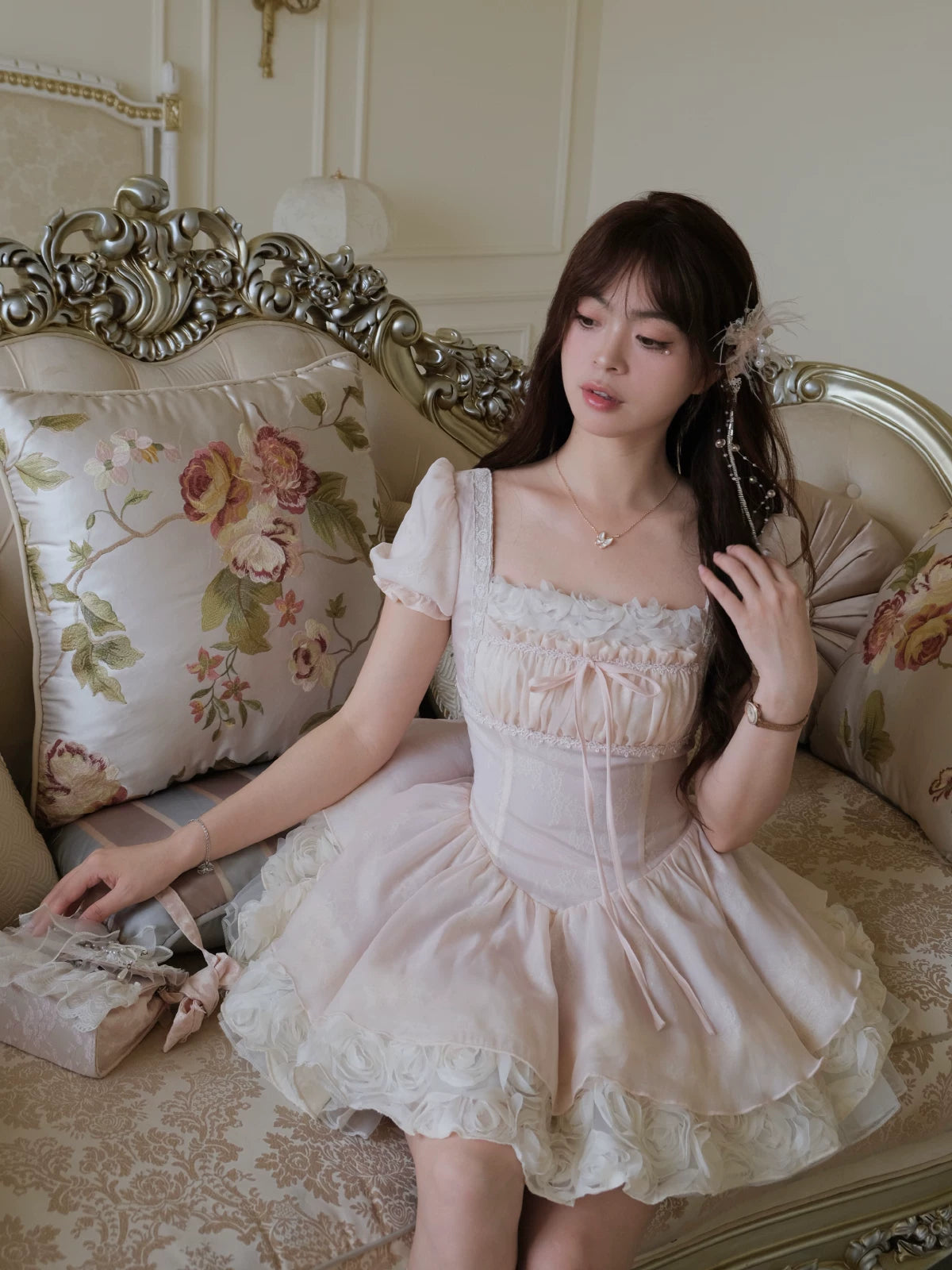 Floral Princess Dress  Lace Sweet Birthday Dress  L166