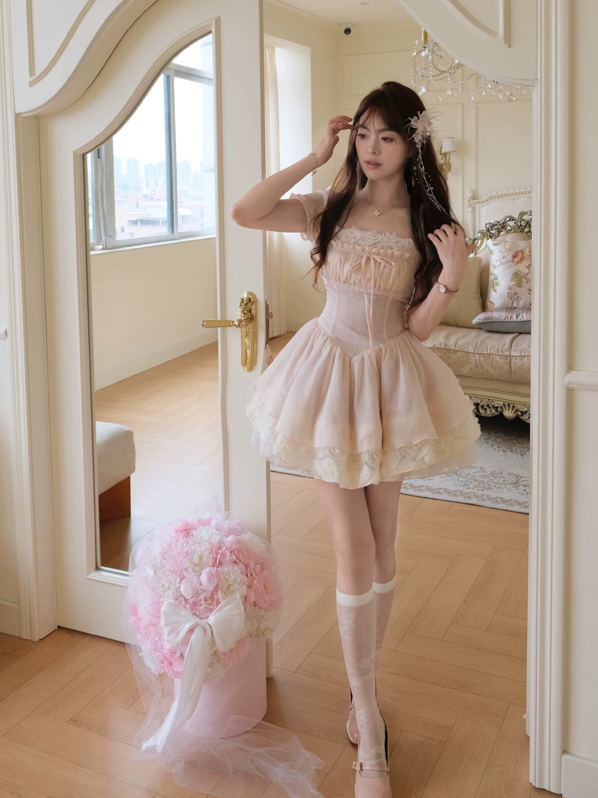 Floral Princess Dress  Lace Sweet Birthday Dress  L166