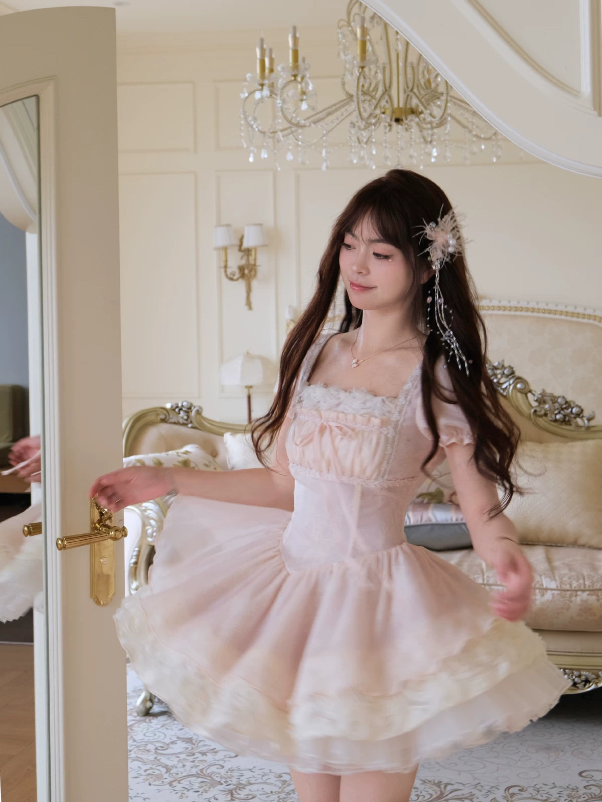 Floral Princess Dress  Lace Sweet Birthday Dress  L166