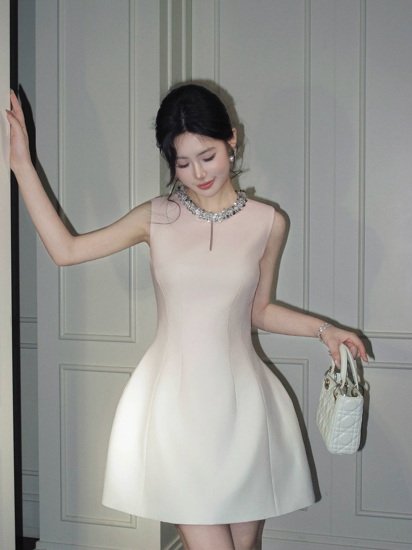 French-style Pink Gradient Sleeveless Birthday Party Dress   L154