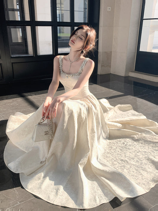 French-style Rhinestone A Line Birthday Dress Evening Gown L48