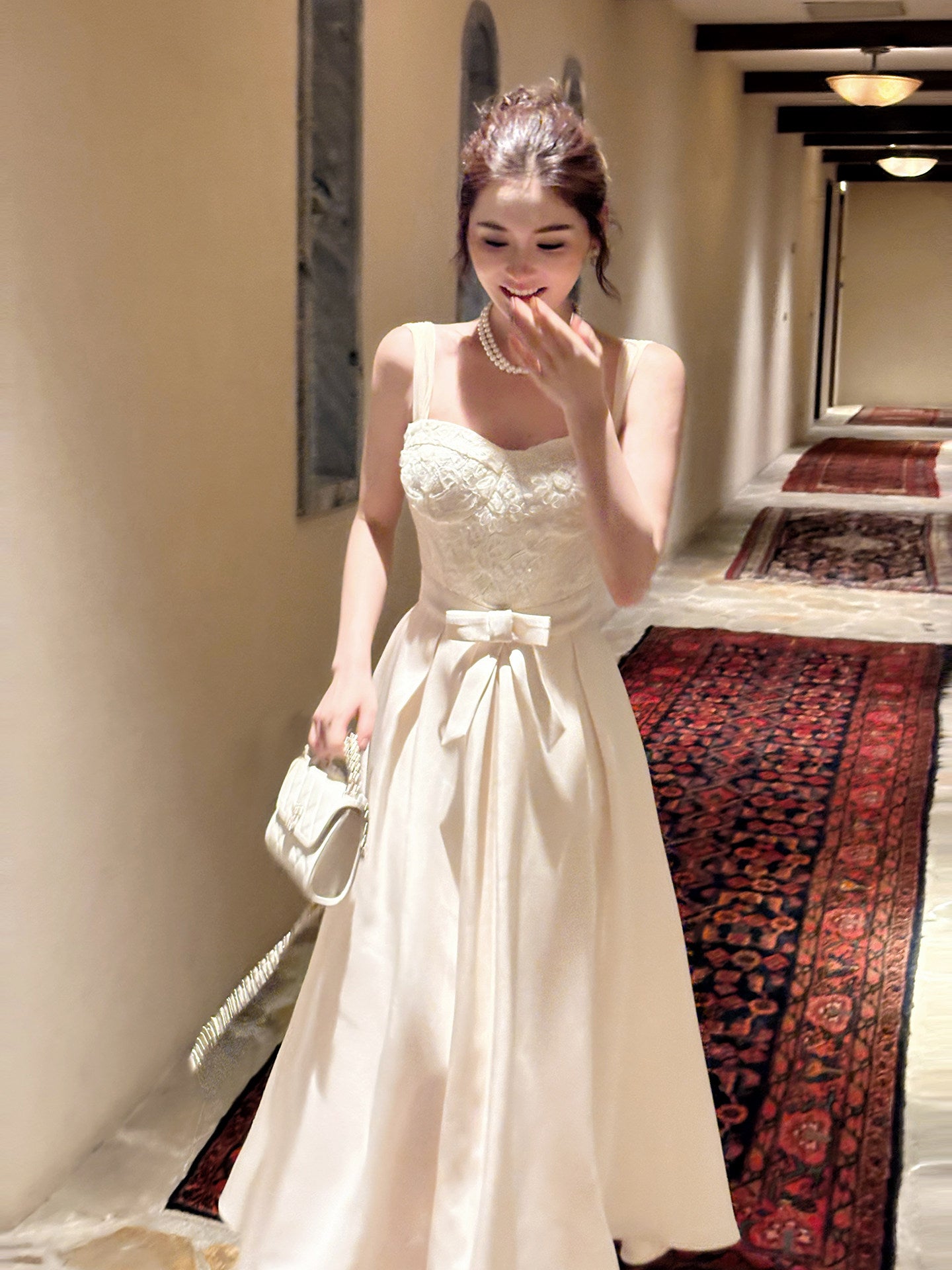French Style Bowknot  Lace A-line Swing Formal Dress  P676