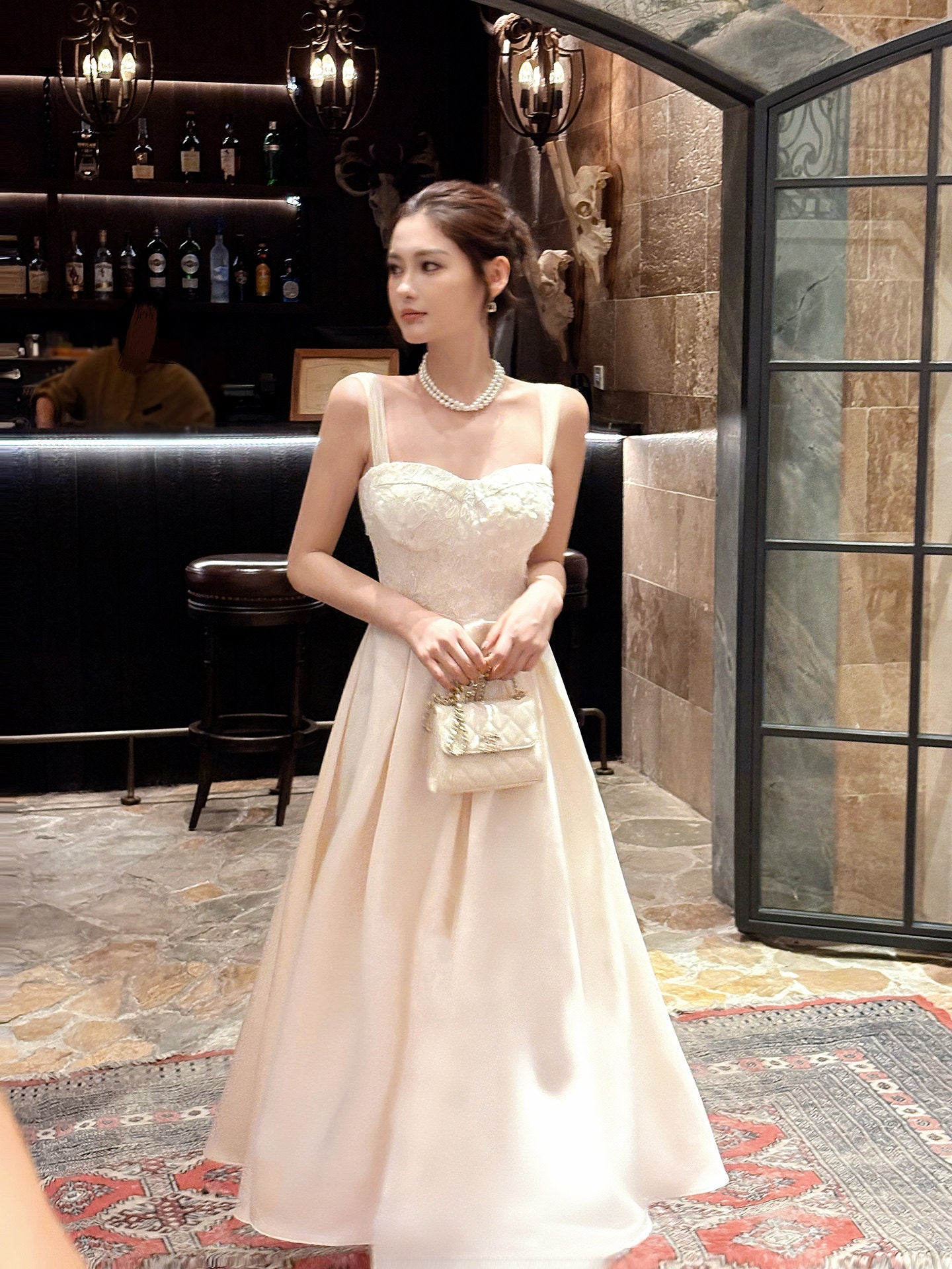 French Style Bowknot  Lace A-line Swing Formal Dress  P676