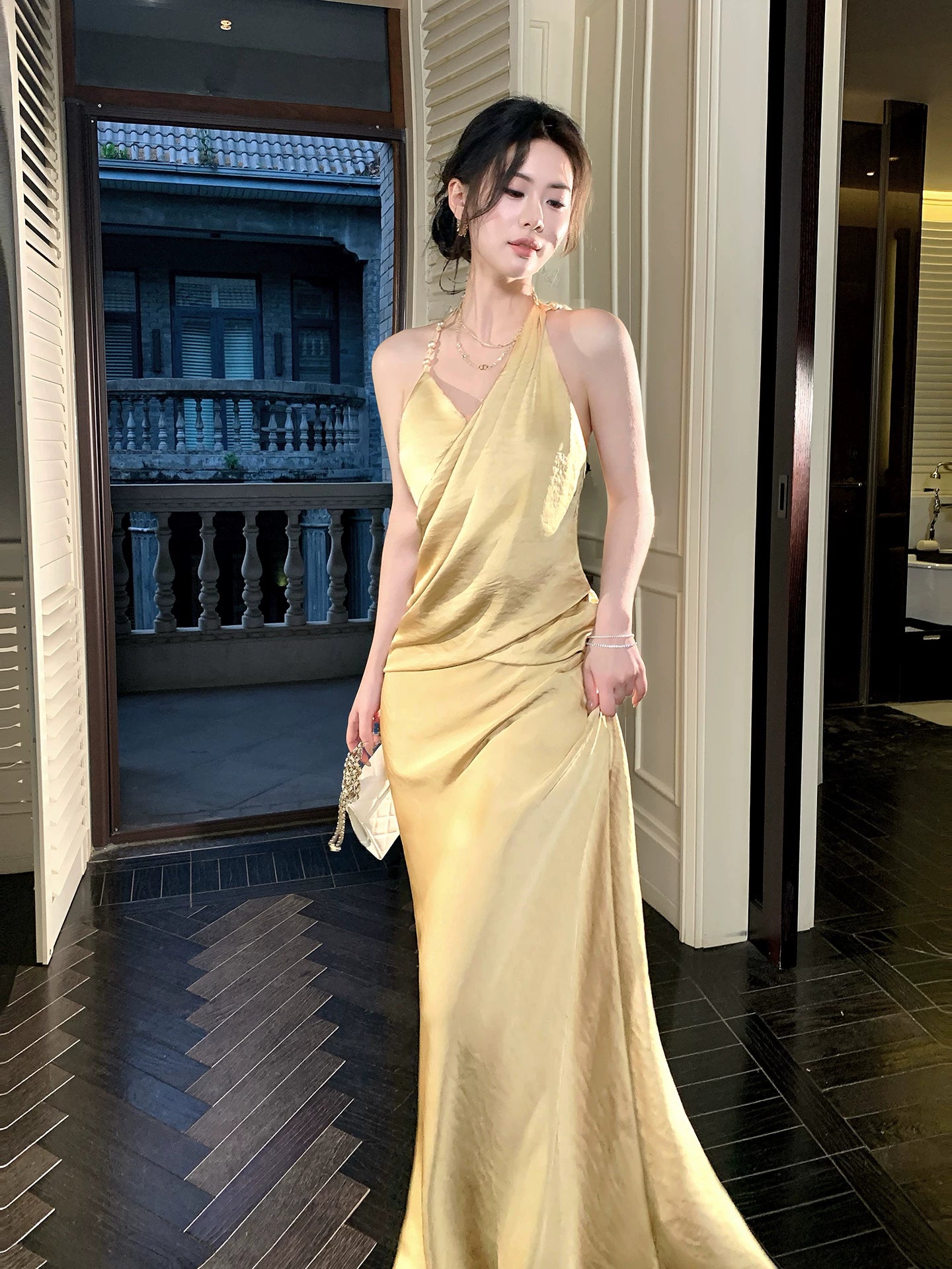 Gold Formal Evening Dress Mermaid Prom Dress  P1632