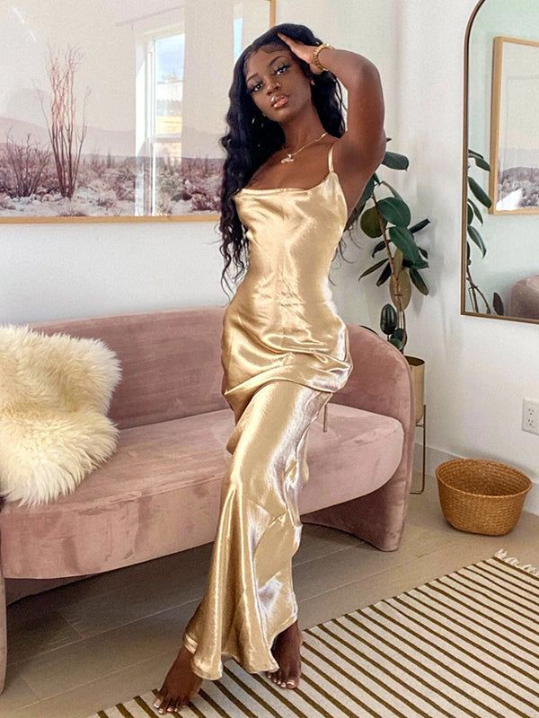 Gold Mermaid Formal Prom Dress Black Girl Birthday Dress  P1080