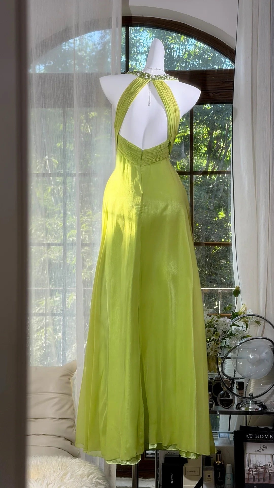 Green Mermaid Retro Prom Dress Beaded Evening Dress  P1677