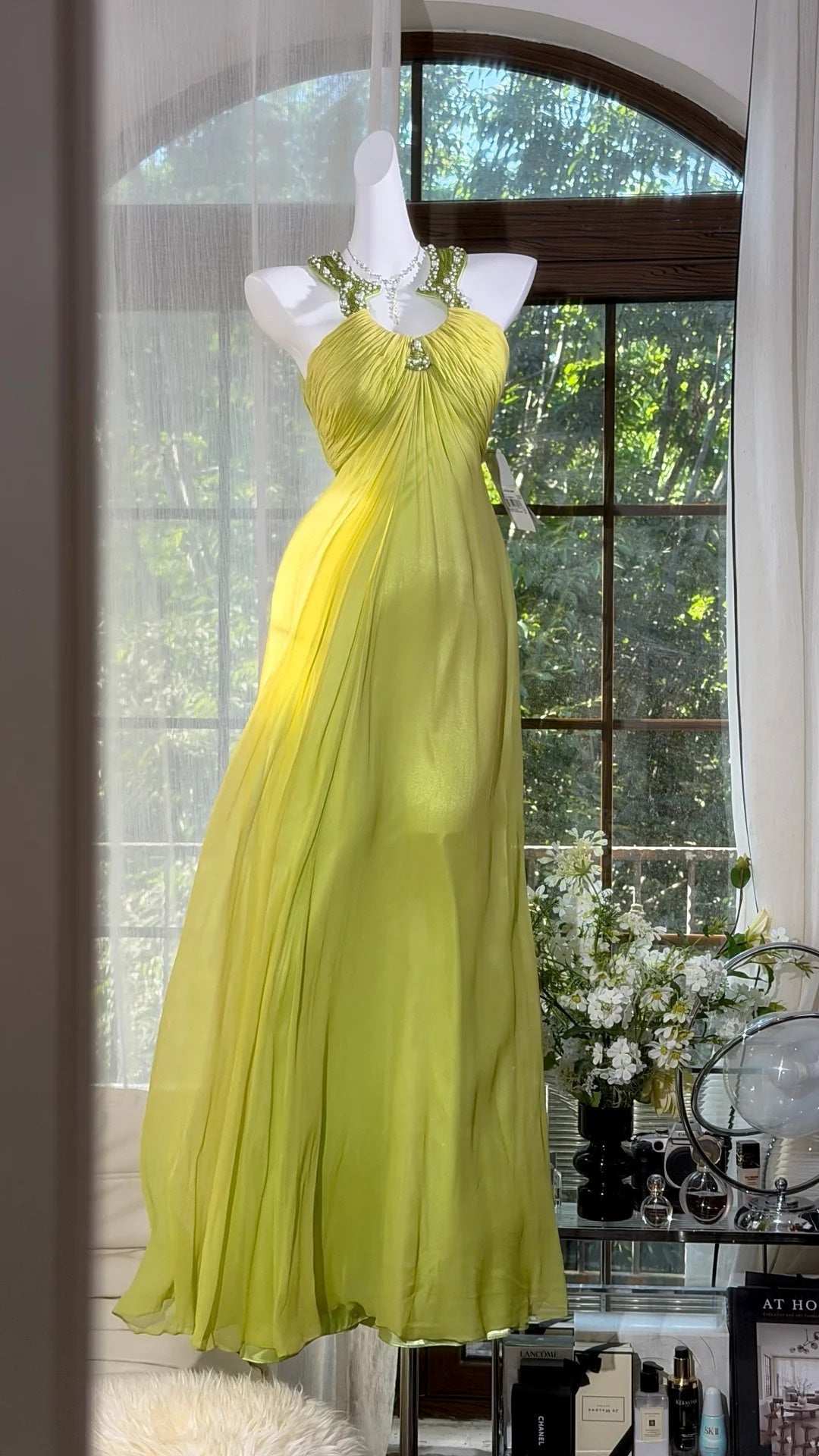 Green Mermaid Retro Prom Dress Beaded Evening Dress  P1677