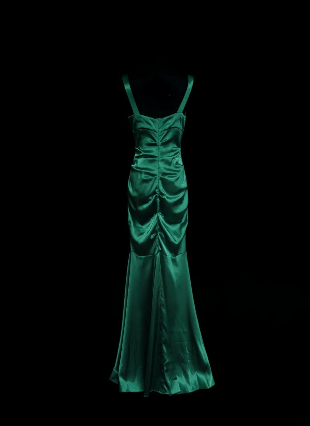 Green Mermaid Satin Formal Prom Dress V Neck Evening Dress  P2056