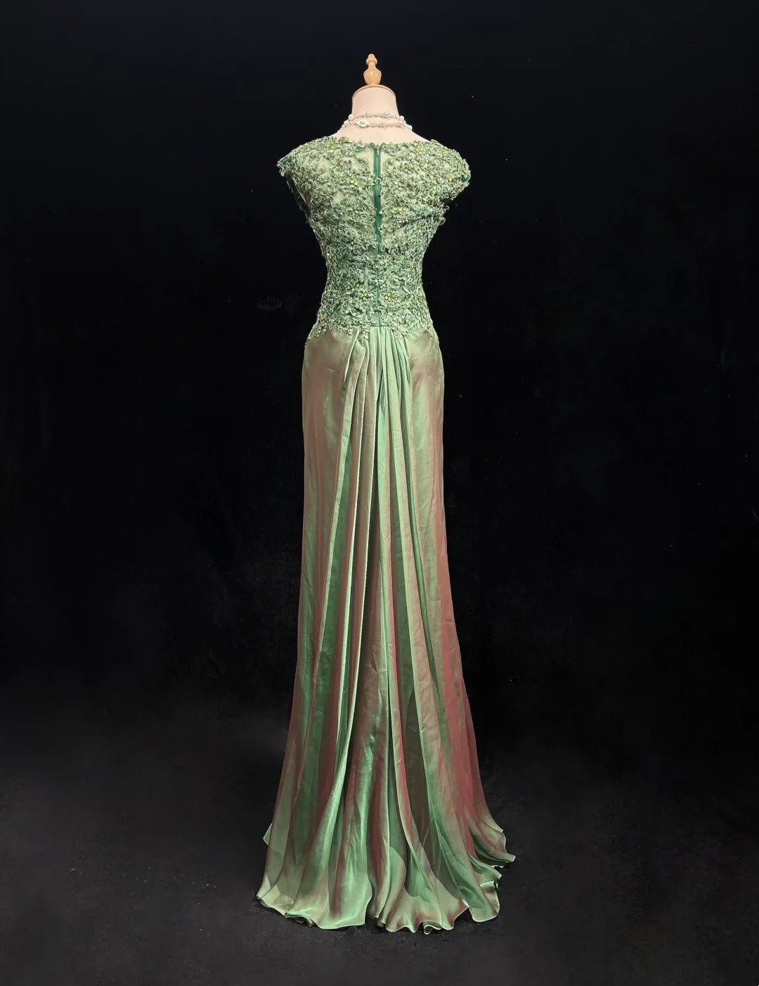 Green Mermaid Taffeta Retro Prom Dress With Appliques  P1832