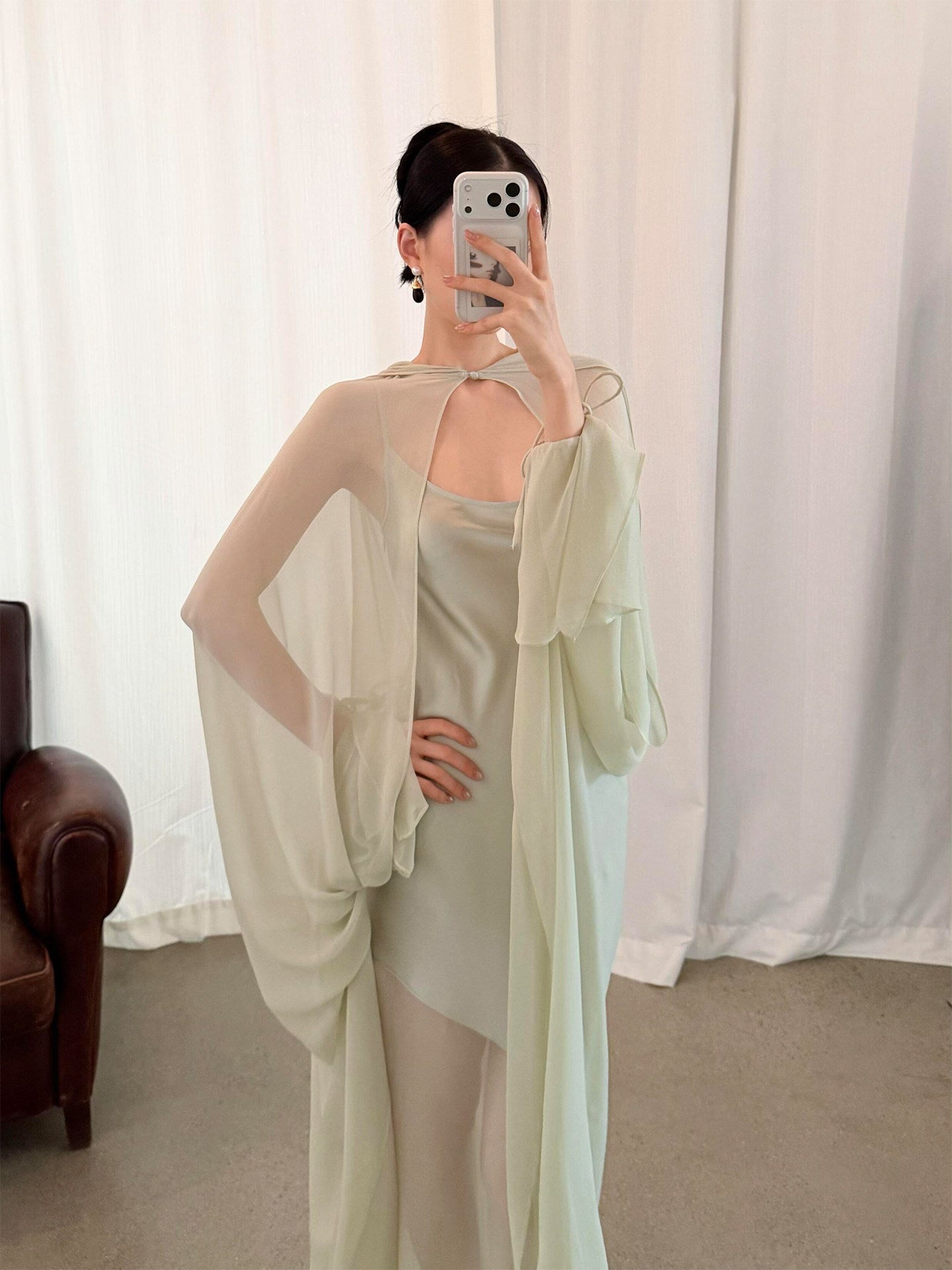 Green Modest Formal Dress with Shawl  L77