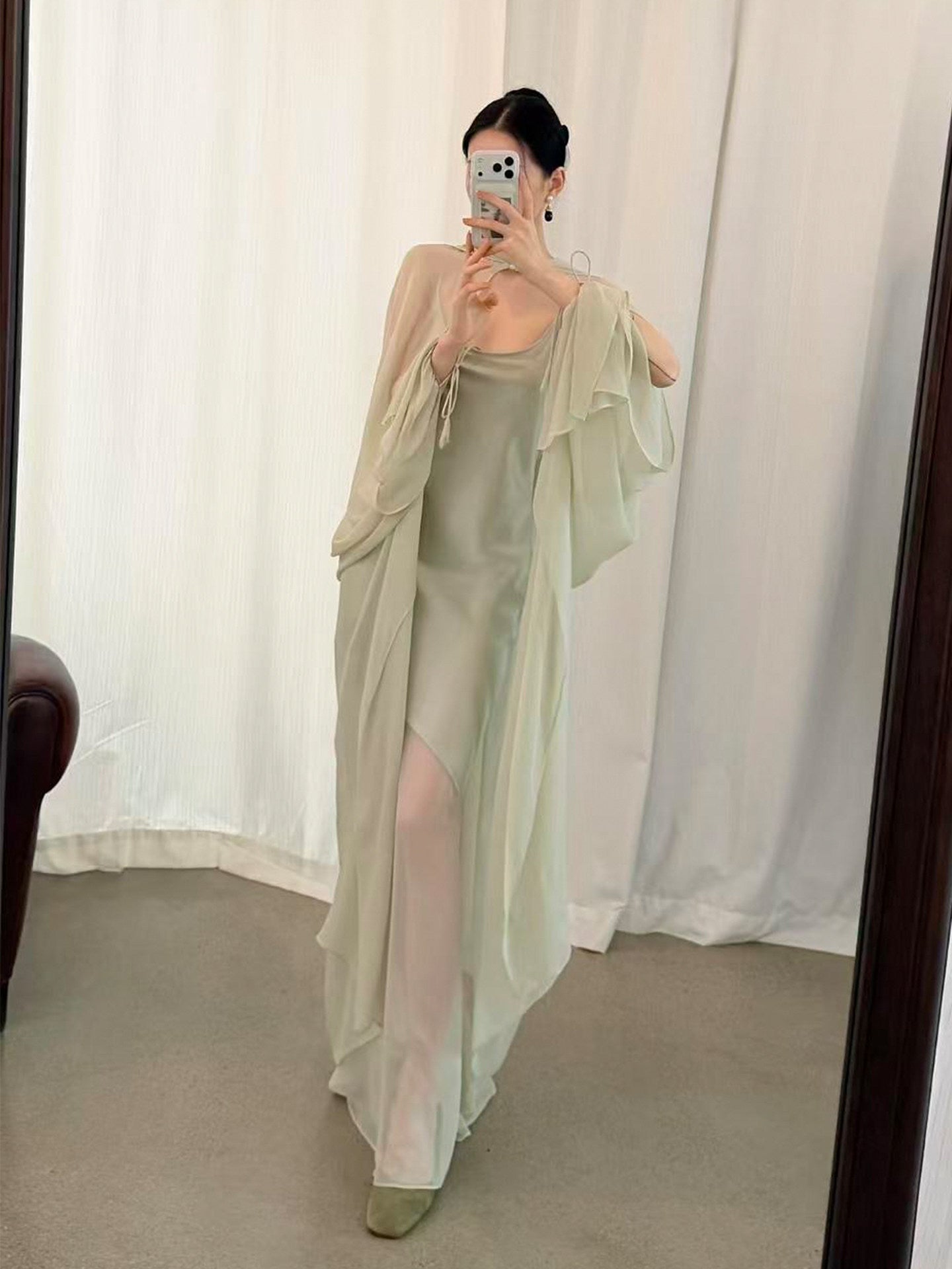 Green Modest Formal Dress with Shawl  L77