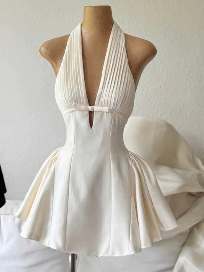 Halter A Line Birthday Dress  Satin Homecoming Dress  P1466