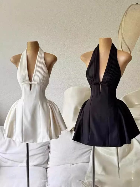 Halter A Line Birthday Dress  Satin Homecoming Dress  P1466