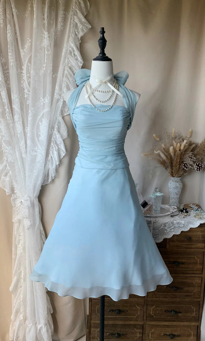 Halter A Line Blue Short Birthday Dress Homecoming Dress  P1374