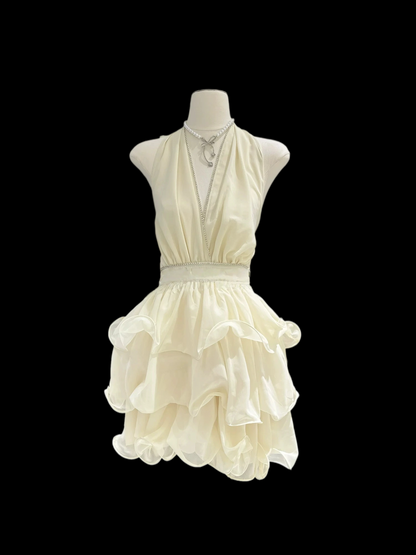 Halter A Line Chiffon Homecoming Dress Ruffled Birthday Dress  P1473