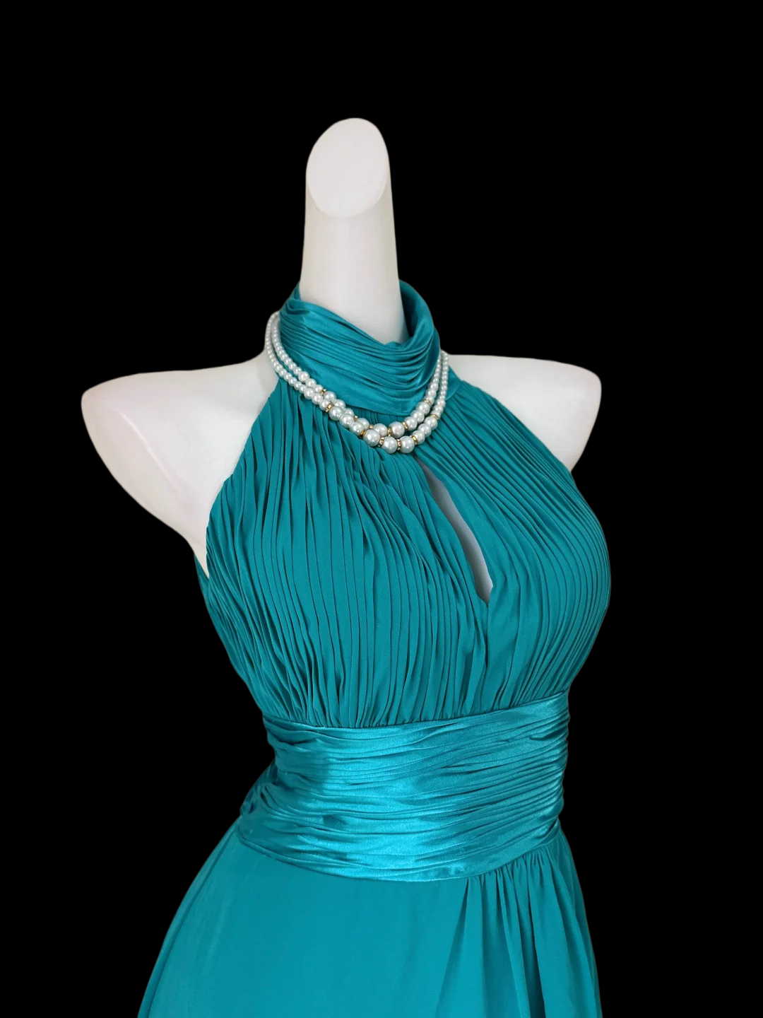 Halter A Line Chiffon Wedding Guest Dress Turquoise Formal Dress  P1066