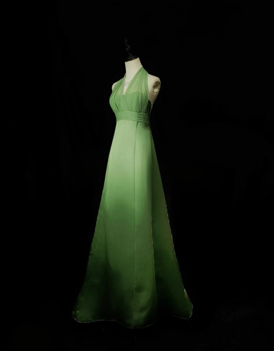 Halter A Line Green Wedding Guest Dress Formal Prom Dress P1711