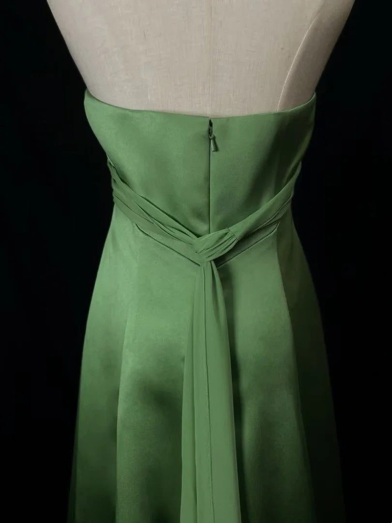 Halter A Line Green Wedding Guest Dress Formal Prom Dress P1711