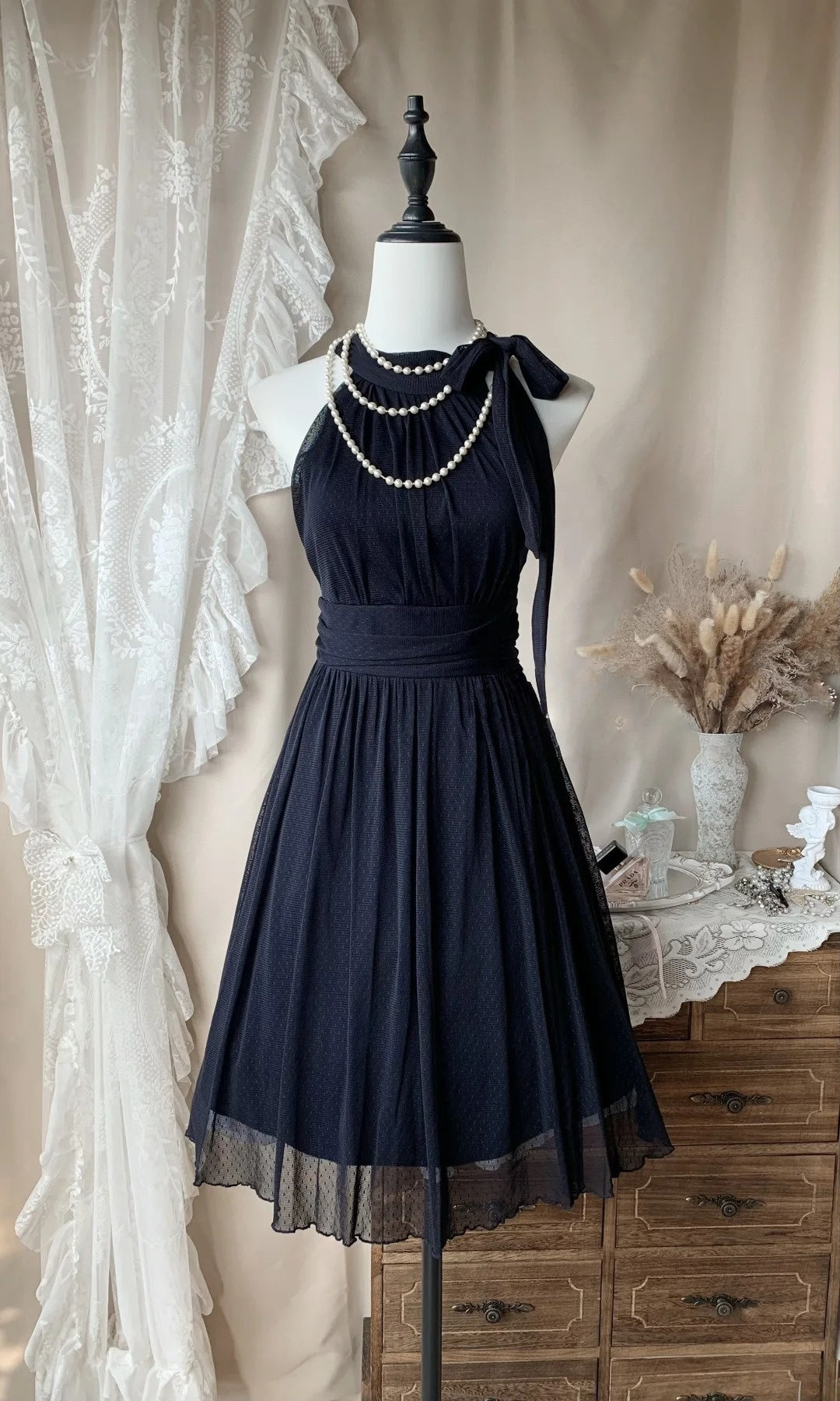Halter A Line Navy Blue Homecoming Dress  P1371