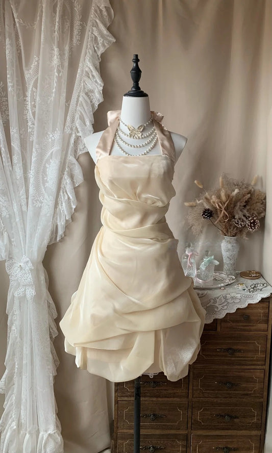 Halter A Line Organza Short Homecoming Dress  P1376