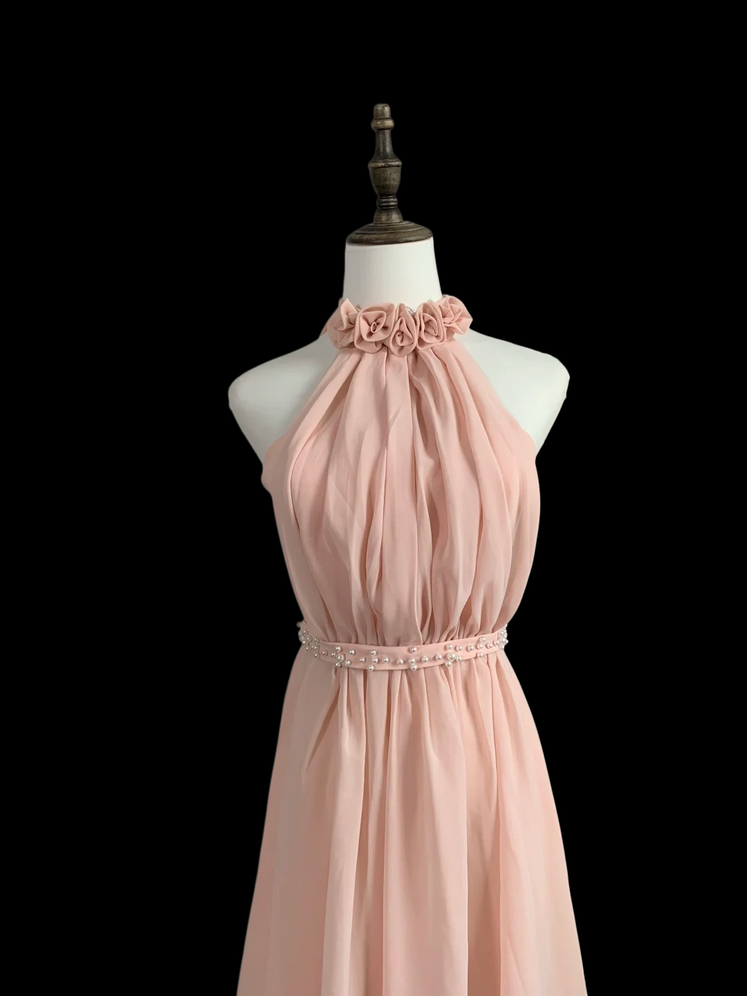 Halter A Line Pink Chiffon Homecoming Dress Short Birthday Dress   P1788