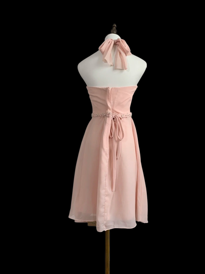 Halter A Line Pink Chiffon Homecoming Dress Short Birthday Dress   P1788