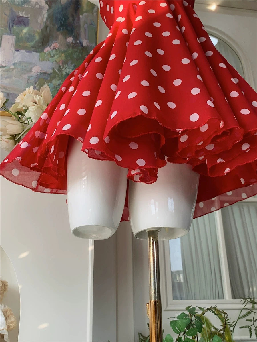 Halter A Line Polka Dots Homecoming Dress Short Birthday Outfit L171