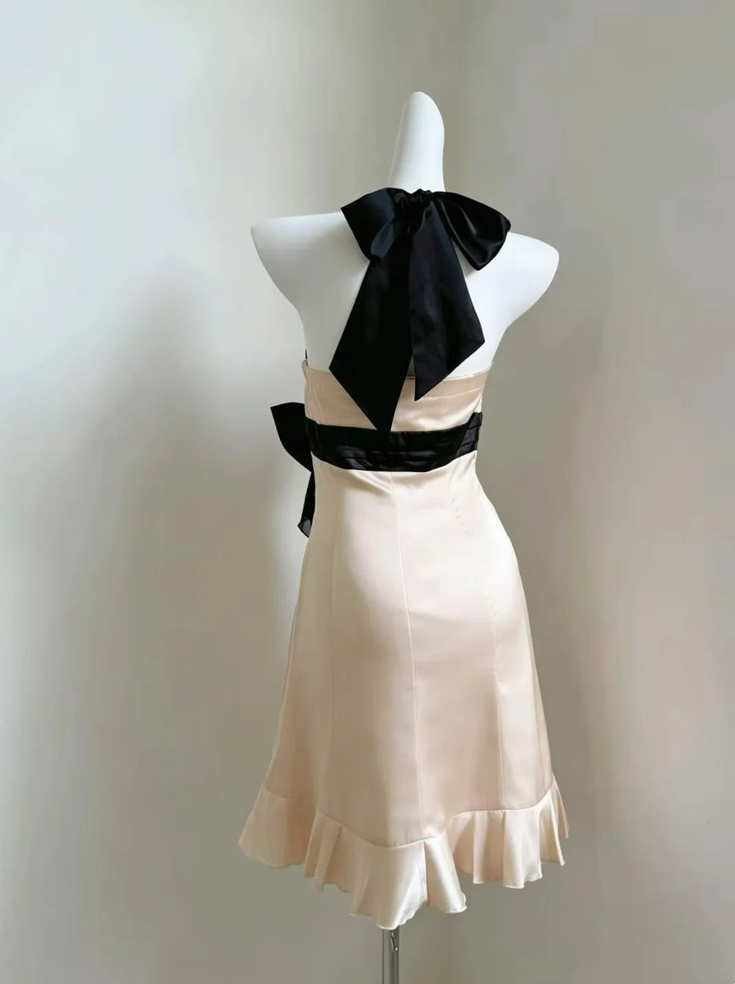 Halter A Line Satin Homecoming Dress Ruffled Party Dress  P1719