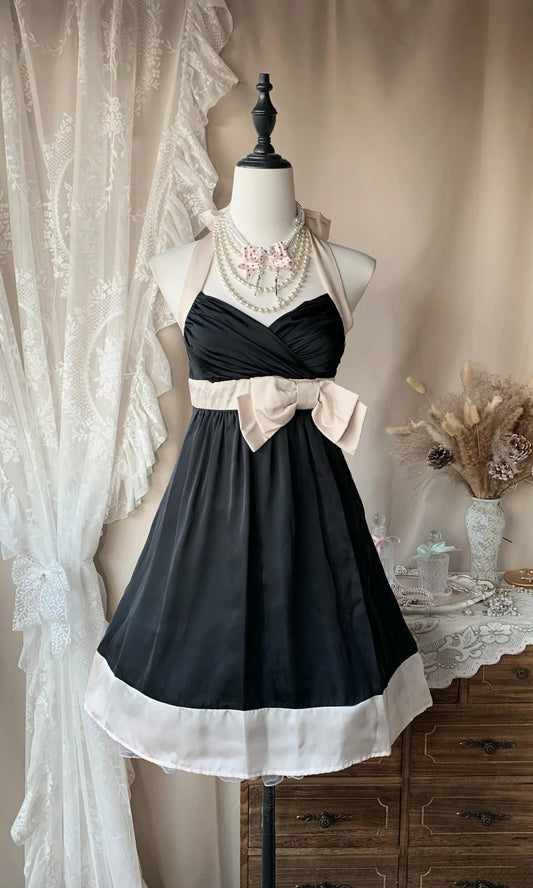 Halter A Line Satin Homecoming Dress Short Party Dress  P1362