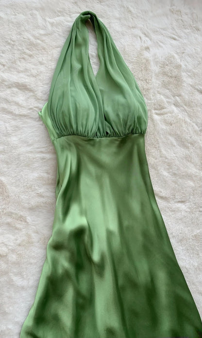 Halter A Line Satin Retro Prom Dress Evening Dress  P1661
