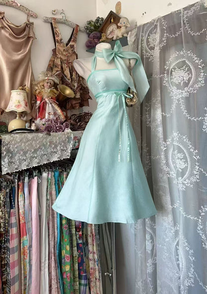 Halter A Line Satin Short Homecoming Dress Birthday Dress  P2675