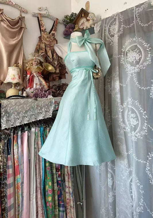 Halter A Line Satin Short Homecoming Dress Birthday Dress  P2675