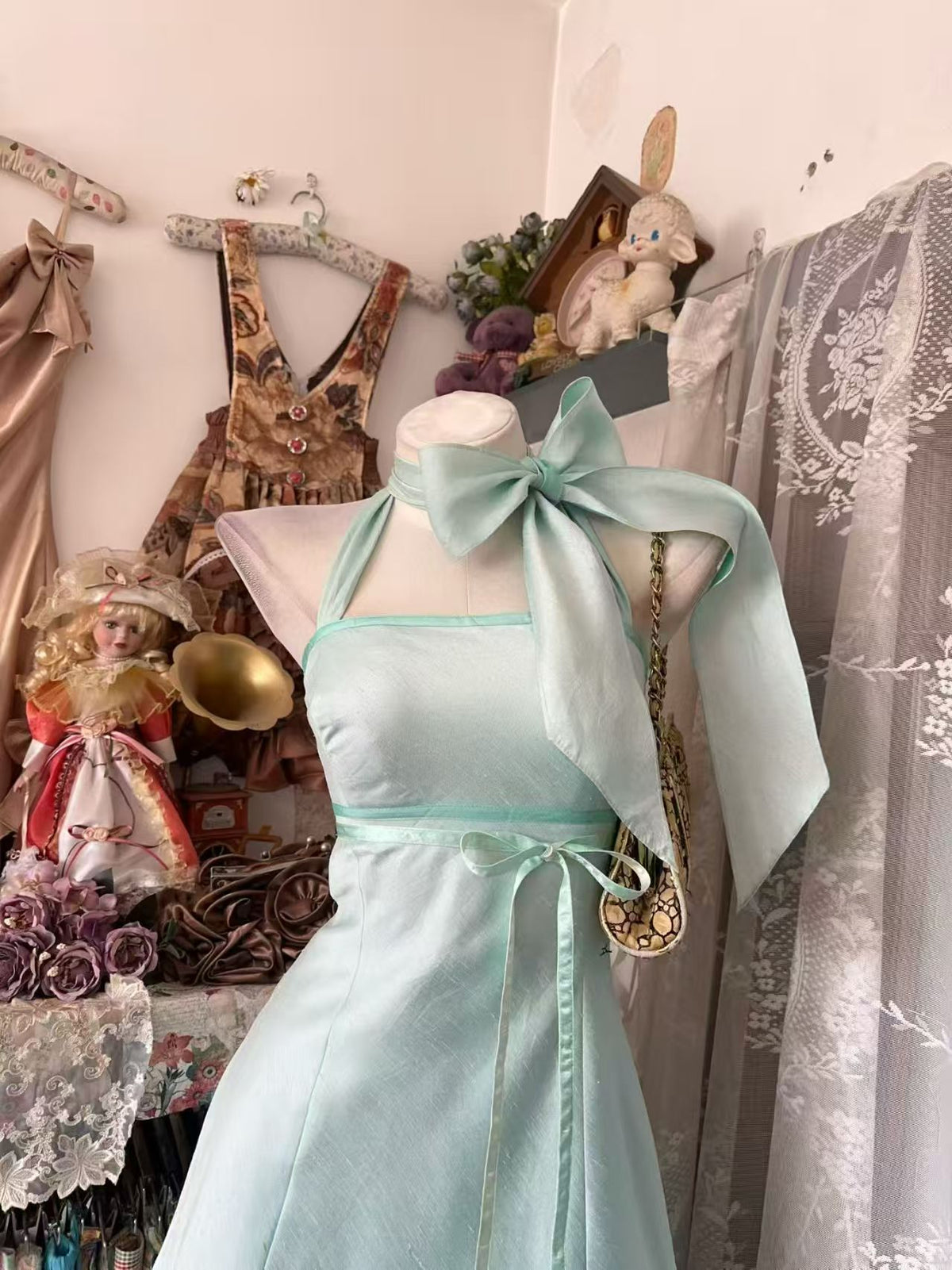 Halter A Line Satin Short Homecoming Dress Birthday Dress  P2675