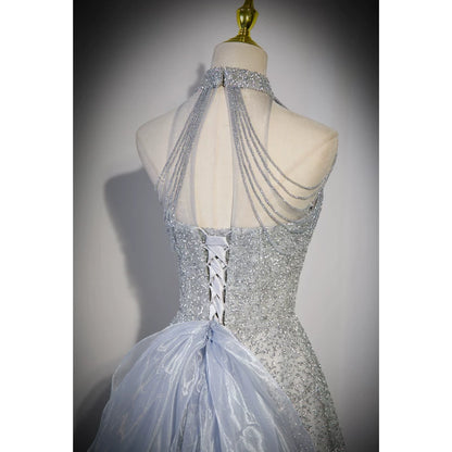 Halter A  Line Sequin Prom Dress Sparkle Formal Evening Gown  P1232