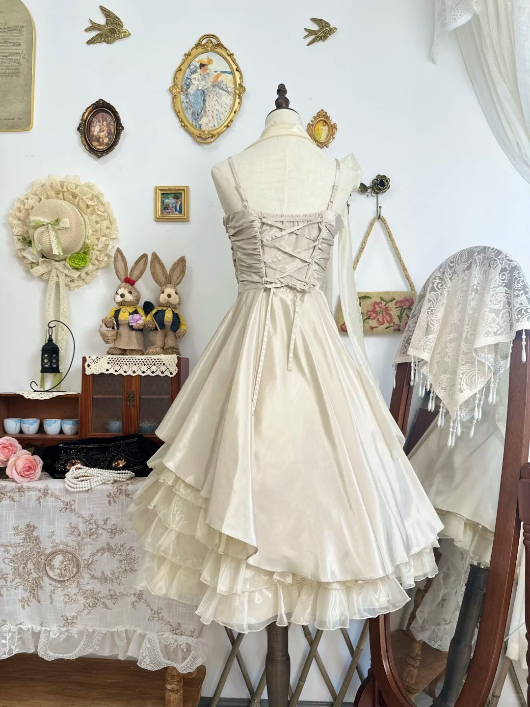 Halter A Line Short Birthday Dress Retro Ruffled Dress  P2135