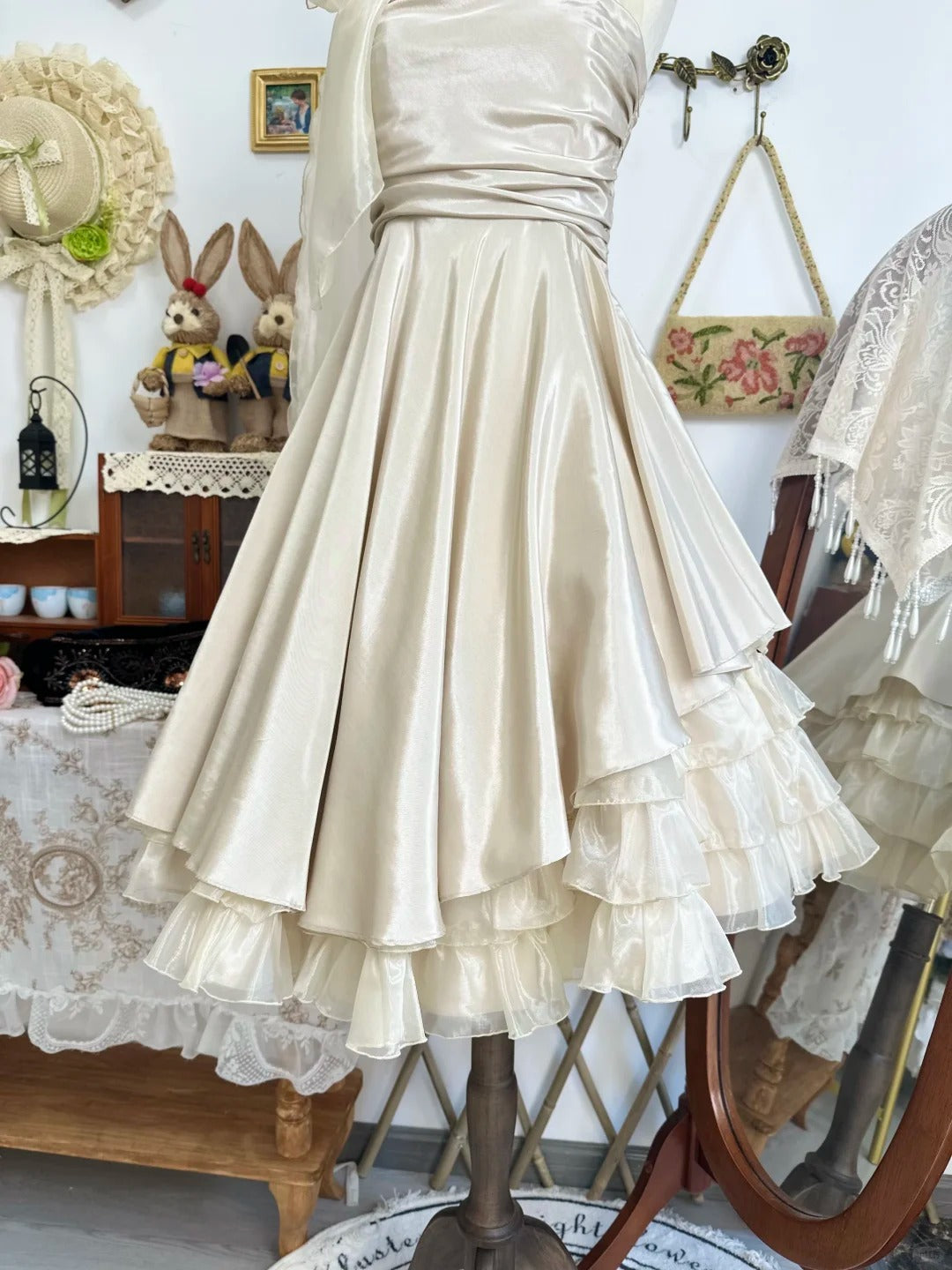 Halter A Line Short Birthday Dress Retro Ruffled Dress  P2135
