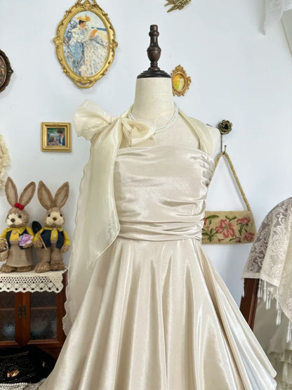 Halter A Line Short Birthday Dress Retro Ruffled Dress  P2135