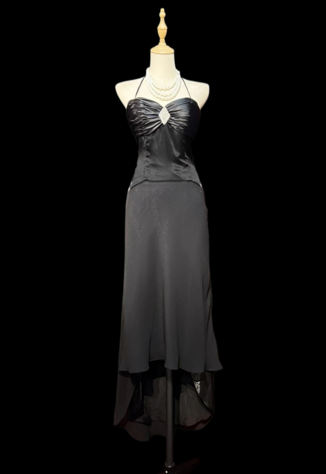 Halter Black Formal Prom Dress Sheath Evening Gown  P2059