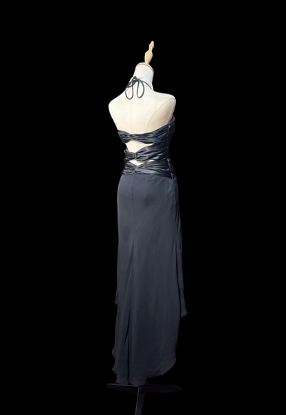 Halter Black Formal Prom Dress Sheath Evening Gown  P2059