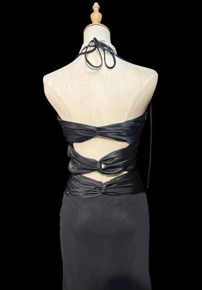 Halter Black Formal Prom Dress Sheath Evening Gown  P2059