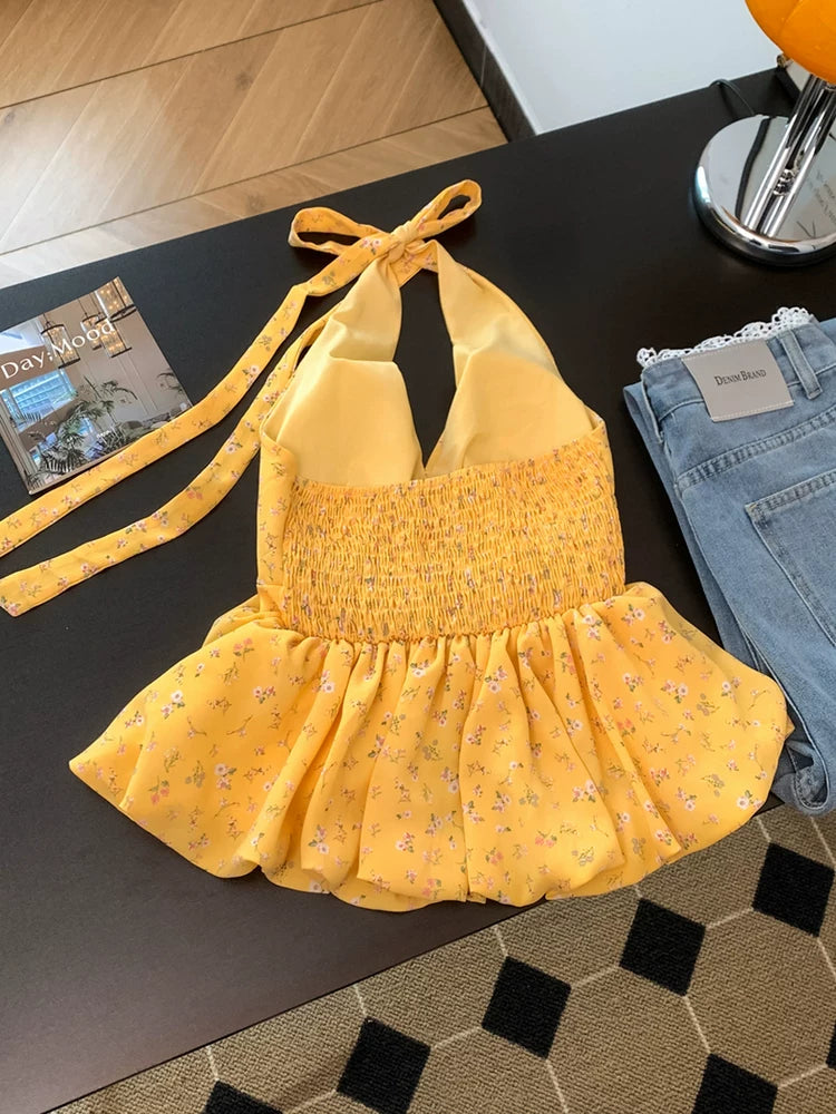 Halter Cute Summer Floral Top    L135