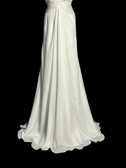 Halter Ivory Chiffon Wedding Dress Formal Evening Gown  P1705
