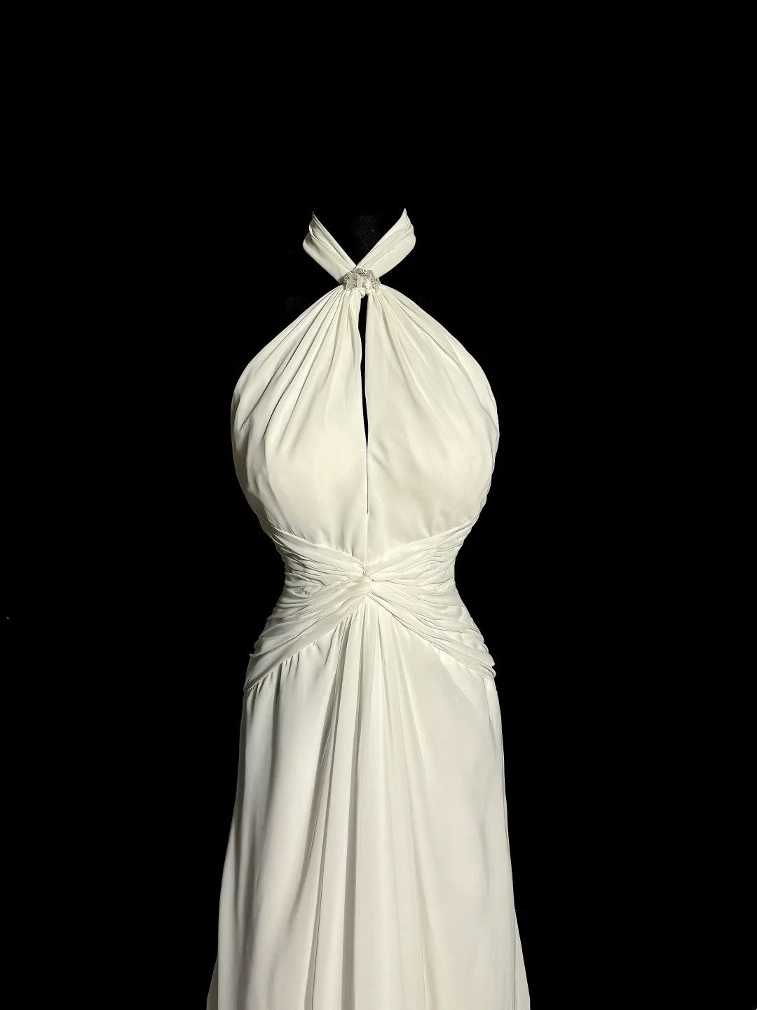 Halter Ivory Chiffon Wedding Dress Formal Evening Gown  P1705