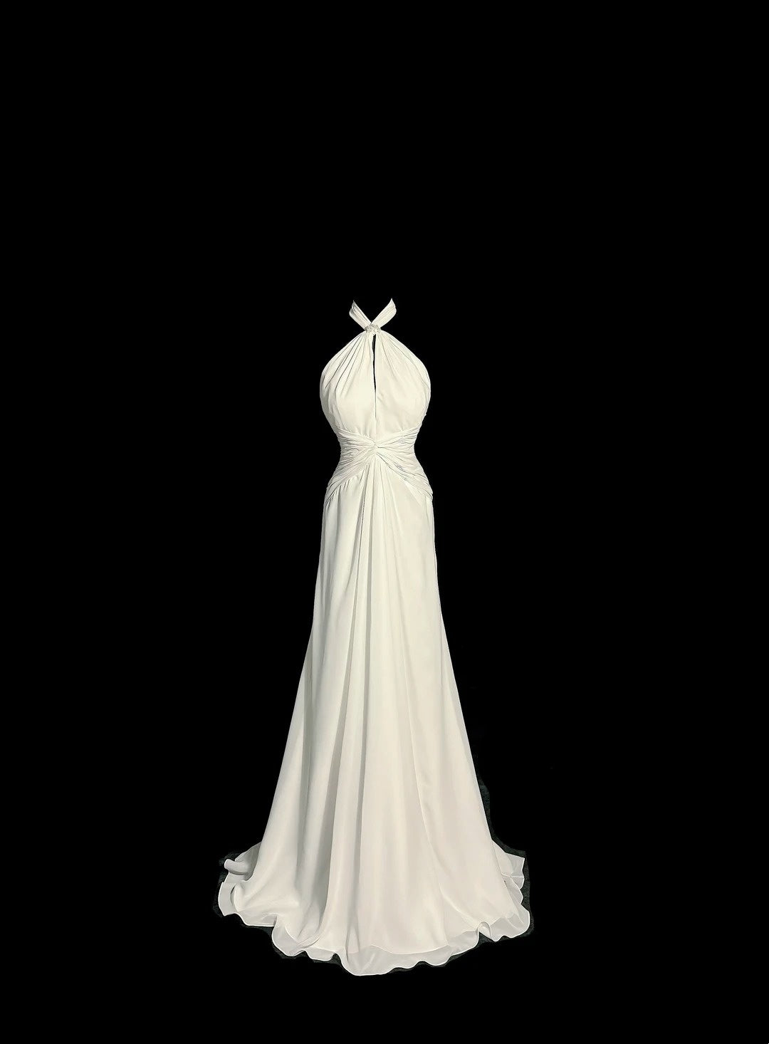 Halter Ivory Chiffon Wedding Dress Formal Evening Gown  P1705